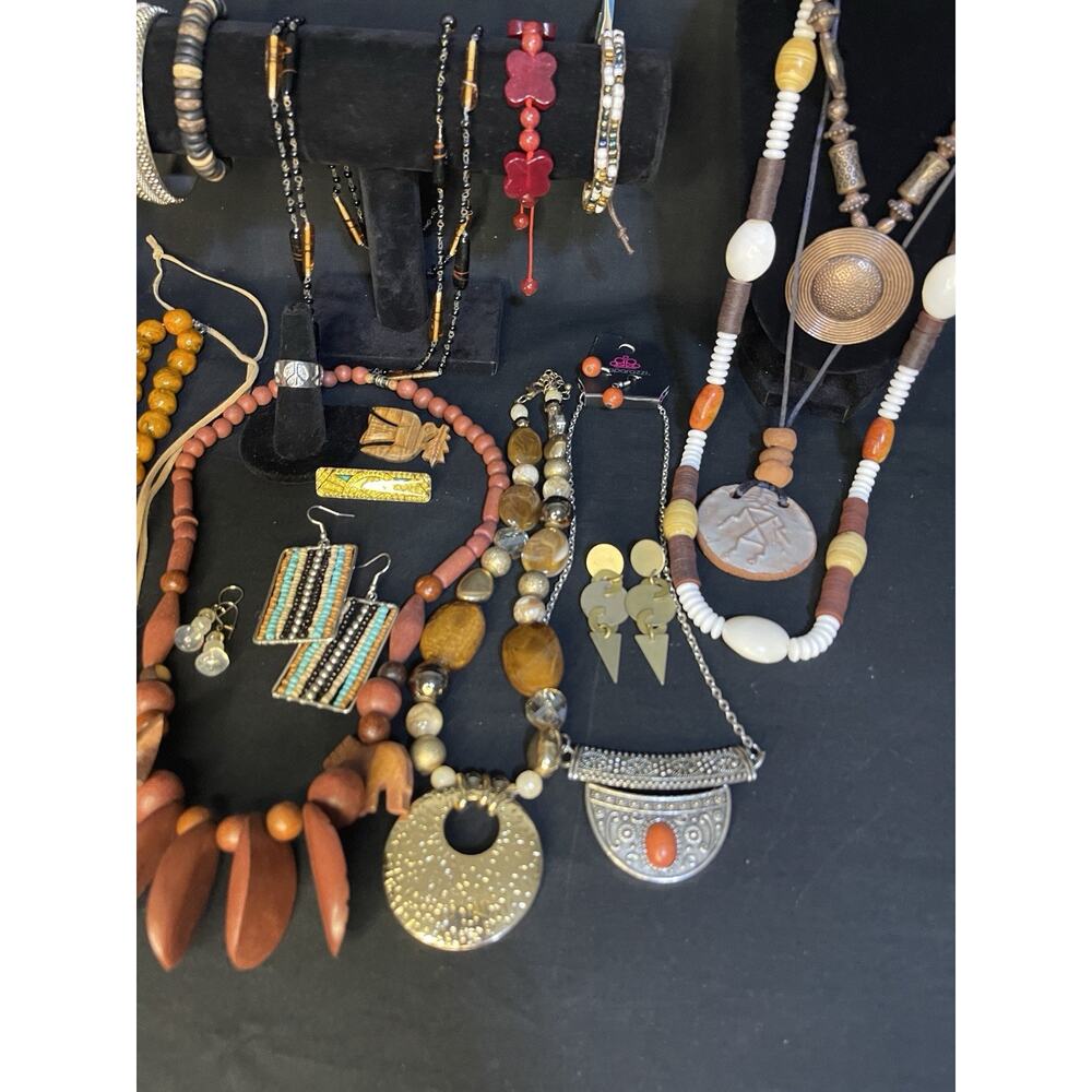Vintage To Now Boho Costume Jewelry Lot Necklace Earrings Bracelet Ring Hippie - Picture 2 of 10